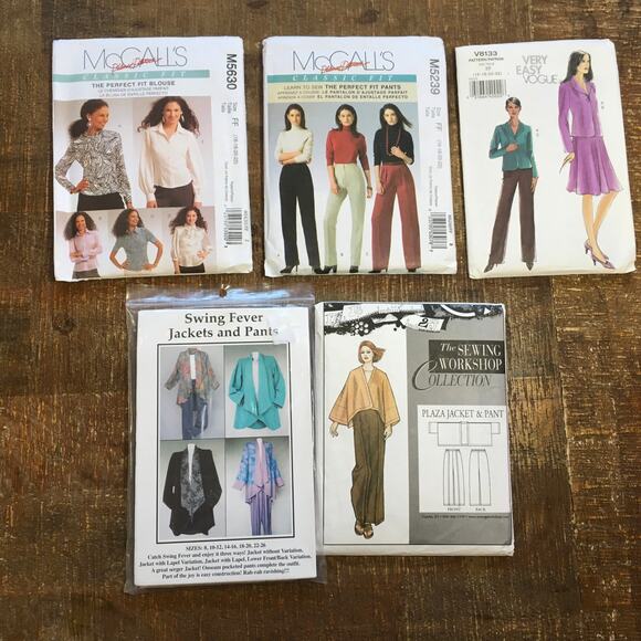 UNCUT Sewing Patterns Misses Size 16-18-20-22 *LOT OF 5* Top Pant Jacket Suit - Picture 1 of 2